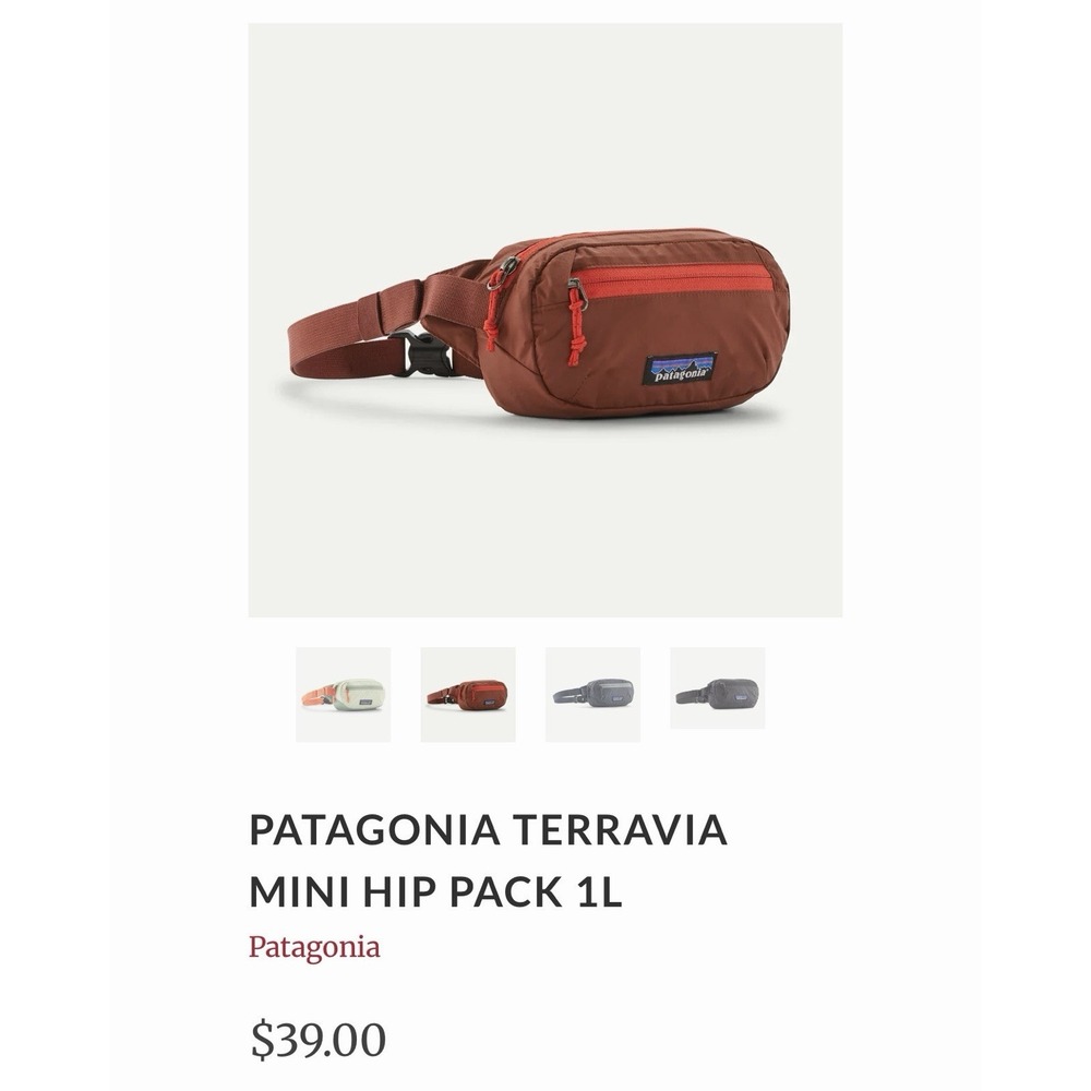 Patagonia Terravia Mini Hip Pack 1L Brown/Red Zip Waist Pack 2 Pockets
